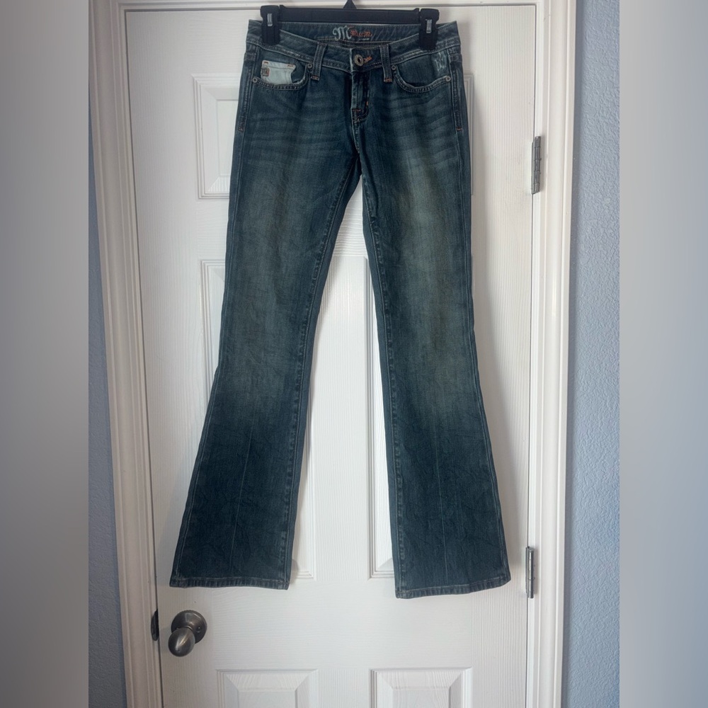 Miss Me Womens Vintage Blue 26 BootCut Jeans Embroidered Button Flap Pockets Y2K